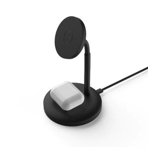 Cargador Mag Station 2 In 1 Compatible Con MagSafe En Negro