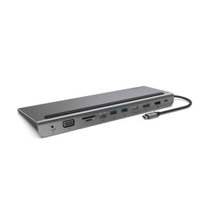 Concentrador Multipuerto Usb-C 11-In-1 4K Hdmi, Ethernet, Usb-A, Sd, Display Port Y Vga En Color Plata