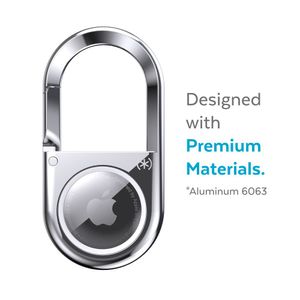 Llavero De Aluminio Para AirTag Premcarabiner En Color Plata Brillante