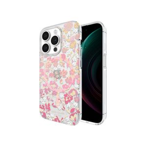 Funda Para iPhone 15 Pro Protective Hardshell Compatible Con MagSafe y Antimicrobial En Flowered Pink Ombre