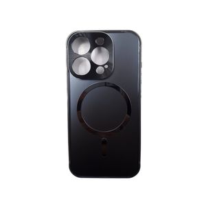 Funda Para iPhone 15 Pro Compatible Con MagSafe En Negro Con Marco Color Metalico