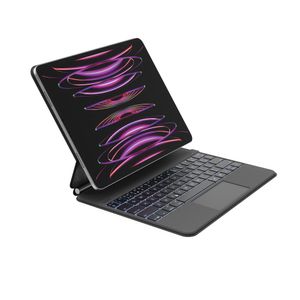 Funda Para iPad Air 13 M2 Y iPad Pro 12.9 (6Th Gen) Con Teclado Con Trackpad Y Soporte Magnetico En Negro