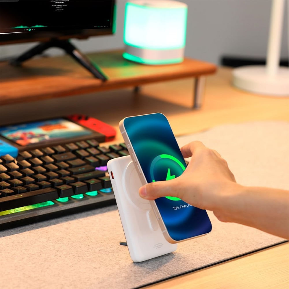 Cargador Portatil Iphone Power Bank Magnético 10000mAh Con Soporte