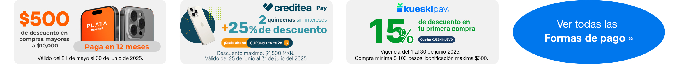 Formas de pago con promociones