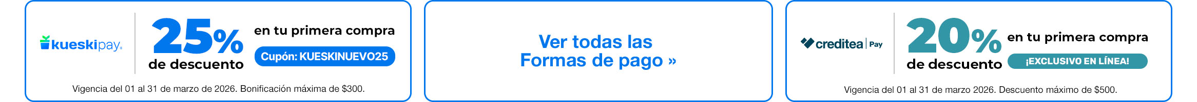 Formas de pago con promoción